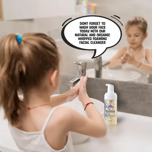 Vista 8 de Jabón facial espumoso natural y orgánico para niños y preadolescentes, limpiador sin jabón y fragancia, sin lágrimas, para pieles sensibles