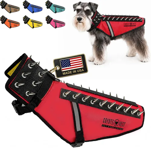 Vista 22 de CoyoteVest Chaleco Protector de Arnés para Perro, Accesorios Reflectantes para Perro con Picos para Proteger a tu Mascota de Ataques de Rapaces