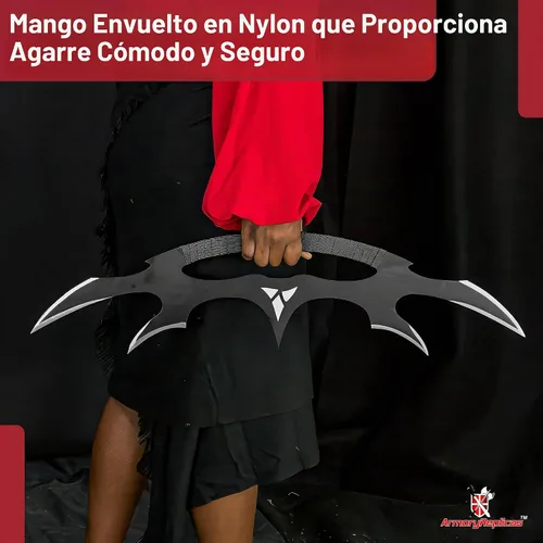 Vista 4 de Armory Replicas™ - Star Sword of Kahless Bat'Leth - Hoja de acero al carbono, envoltura de mango de nailon Negro