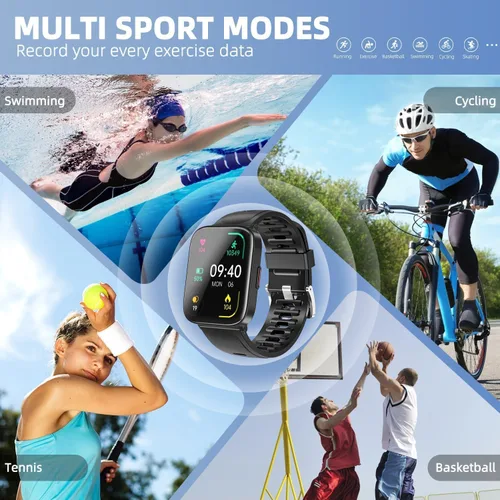 Vista 3 de DUREXO Reloj inteligente, reloj inteligente para hombre de fitness impermeable 5ATM, reloj de fitness con pantalla táctil de 1.69 pulgadas, reloj