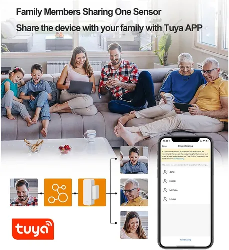 Vista 6 de Tuya - Sensor de puerta WiFi, sensor inteligente de ventana de puerta, alarma en tiempo real compatible con Alexa Google Assistant, sensor