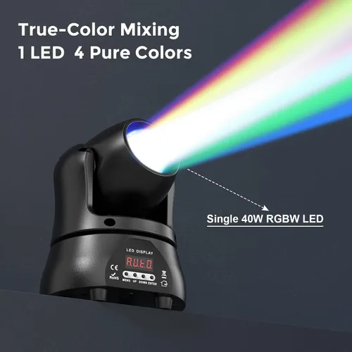 Vista 3 de 2PCS 40W LED de cabeza móvil luz RGBW haz iluminación escenario focos con sonido DMX activado modo automático para fiestas, pista de boda, banda