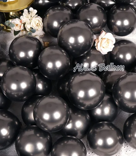 Vista 3 de AULE Globos Negros Metálicos de 5 pulgadas 50 Piezas Globos de Látex Negro Cromado Helio Brillante Engrosado Globo Decoración Perfecta para Fiestas