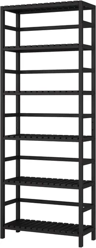 Vista 8 de Bamjoy Estante de bambú, estantería de 6 niveles, estantes de almacenamiento ajustables, estante alto para plantas, estante de almacenamiento