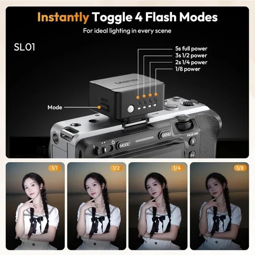 Vista 4 de ULANZI SL01 Mini Camera Flash, GN8 6500K Mini Flash Speedlite