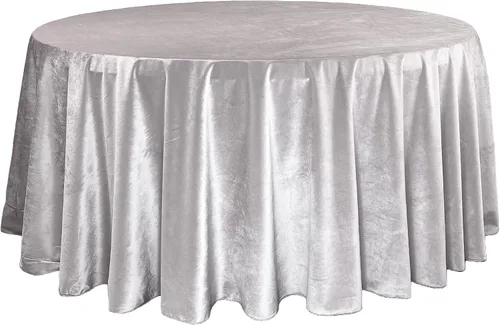 Vista 10 de YOUR CHAIR COVERS - Mantel redondo de terciopelo de 120 pulgadas - Mantel de lino negro para mesas redondas estándar