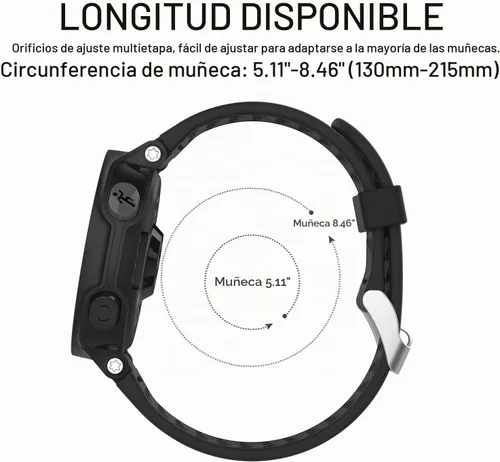 Vista 5 de MoKo Garmin Forerunner 235 Watch Band, Soft Silicone Replacement Watch Band for Garmin Forerunner 235/235 Lite / 220/230 / 620/630 / 735XT Negro
