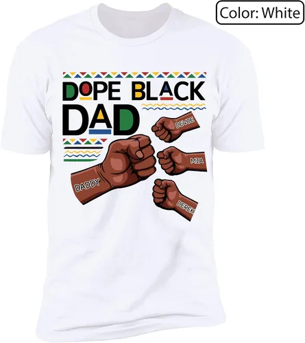 Vista 4 de Camiseta personalizada para el día del padre, camiseta personalizada para papá con el puño y el puño del niño, camiseta divertida y linda