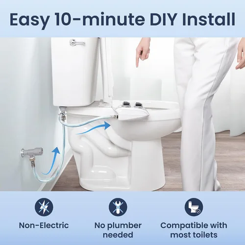 Vista 7 de LUXE Bidet NEO 120 Plus - Boquilla única, accesorio de bidé no eléctrico para asiento de inodoro, instalación deslizante patentada, autolimpieza