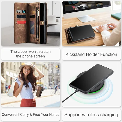 Vista 6 de Asuwish Funda de teléfono para Samsung Galaxy S20 Glaxay S 20 5G UW 6.2 pulgadas con cremallera, funda desmontable con protector de pantalla