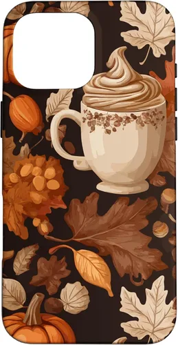 Vista 19 de Warm Autumn Stylish Coffee Cup Design - Fall Leaves Pattern Case for iPhone 17