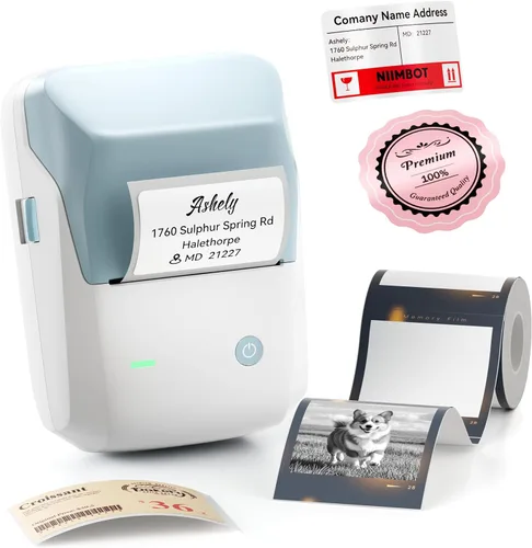 Vista 10 de NIIMBOT B1 Pro - Máquina de etiquetas con 1 rollo de etiqueta, impresora térmica Bluetooth HD de 300 DPI para oficina en casa, organización