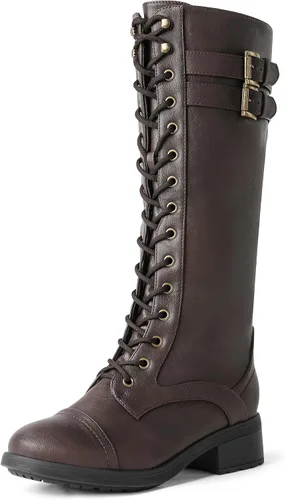 Vista 12 de DREAM PAIRS - Botas de montar de caña alta con acabado de poliuretano para mujer negro (Georgia-Black)