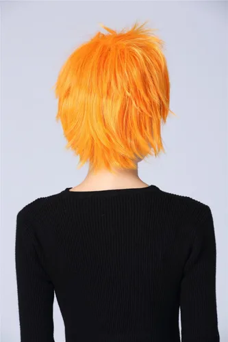 Vista 7 de Bleach Kurosaki Ichigo Traje Corto Naranja Partido Cosplay Pelucas, N