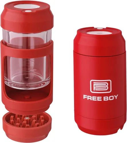 Vista 6 de Free Boy Amoladora manual con tarros de almacenamiento iluminados, tarro de visualización de aumento de 8 veces, tarro de almacenamiento y molienda