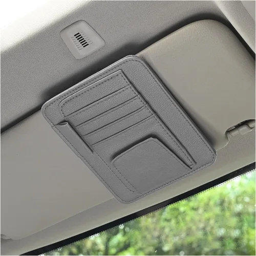 Vista 17 de Augeny Organizador de visera solar para automóvil, pequeño organizador y almacenamiento de visera, soporte para registro y documentos, accesorios