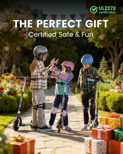 Vista 5 de Gyroor H40 Kids Electric Scooter, 180W Motor, Up to 10 MPH, LED Display & Colorful Lights, Adjustable Height, for Boys & Girls Ages 8-12, Great Tono