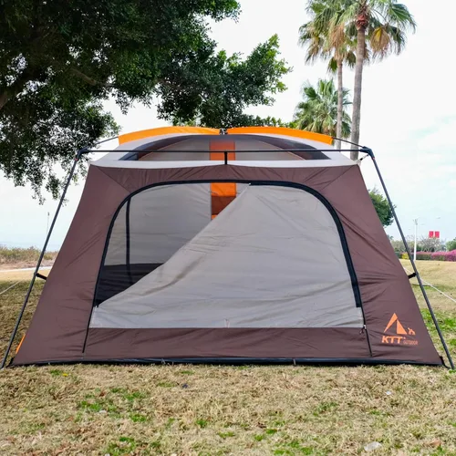 Vista 7 de KTT Extra Large Tent 12-14 Person,Family Cabin Tents,2 Bay-Windows,2 Rooms and 3 Doors 3 Windows with Mesh,Waterproof,Straight Wall,Double Layer,Big