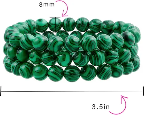 Vista 23 de Bling Jewelry Juego de 3 pulseras elásticas unisex apilables con cuentas redondas de 0.315 pulgadas para mujeres, adolescentes y hombres, multihebra