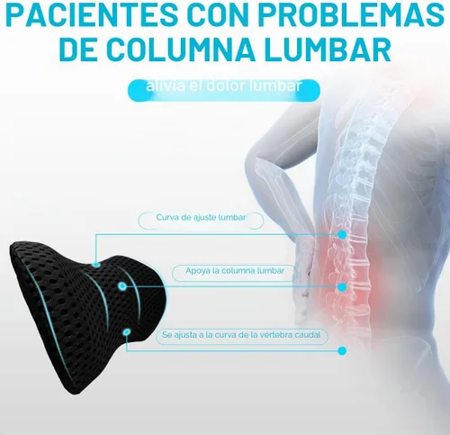 Vista 5 de Almohada de apoyo lumbar Panduo para silla de oficina, almohada lumbar de espuma viscoelástica para alivio del dolor de espalda baja (Negro)