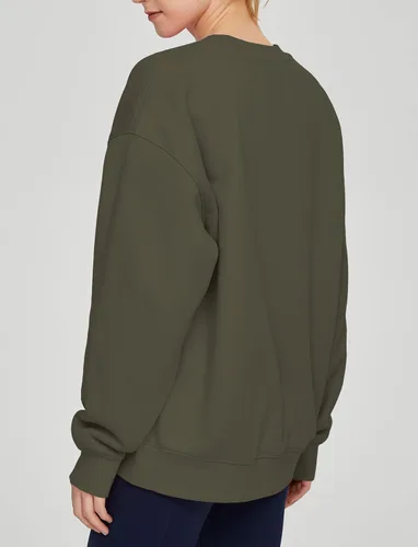 Vista 3 de THE GYM PEOPLE Sudadera de forro polar con cuello redondo y ajuste holgado para mujer