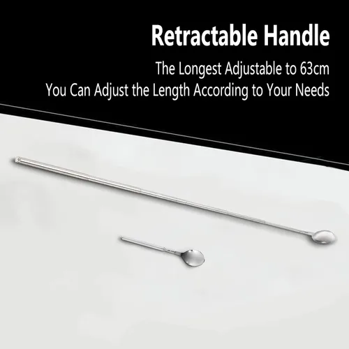 Vista 5 de Cuchara telescópica de acero inoxidable – Cuchara extensible de mango largo para barbacoa – Cucharas retráctiles para cocinar al aire libre