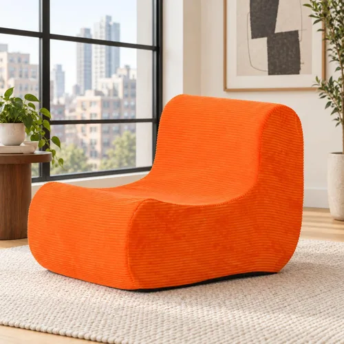 Vista 7 de N&V Sofá de espuma de un solo asiento, sofá de suelo sin brazos, espuma de alta densidad de una pieza, funda extraíble y lavable a máquina, azul