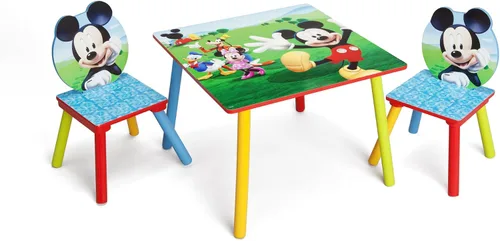 Vista 4 de Delta Children Juego de mesa y silla para niños (2 sillas incluidas), ideal para artes y manualidades, merienda y silla tapizada, Mickey Mouse