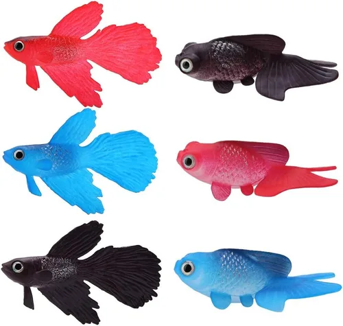 Vista 5 de FTVOGUE Decoración de acuario de peces, divertido adorno de silicona artificial para peces (pez betta azul)