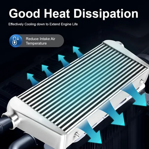 Vista 4 de Intercooler universal, kit de intercooler de ajuste universal, intercooler de aluminio de 1000 HP de entrada y salida de 3 pulgadas, núcleo de 4