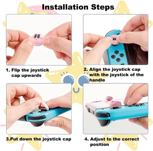 Vista 4 de Tapas de agarre para el pulgar para Nintendo SwitchOLEDSwitch Lite, 4 piezas Joycon agarre de pulgar lindos accesorios para Nintendo Switch Lite