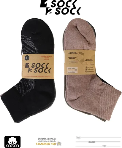 Vista 2 de 1SOCK2SOCK Paquete de 6 calcetines deportivos de algodón para hombres y mujeres, de algodón, corte bajo, calcetines para correr