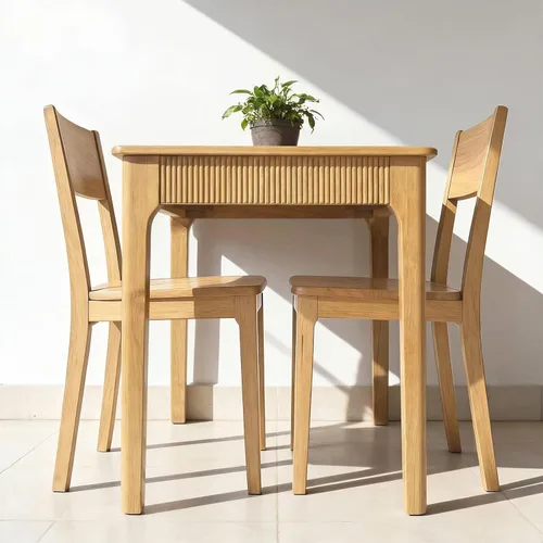 Vista 7 de Mesa de comedor de madera maciza de 31.5", mesa de madera real rectangular