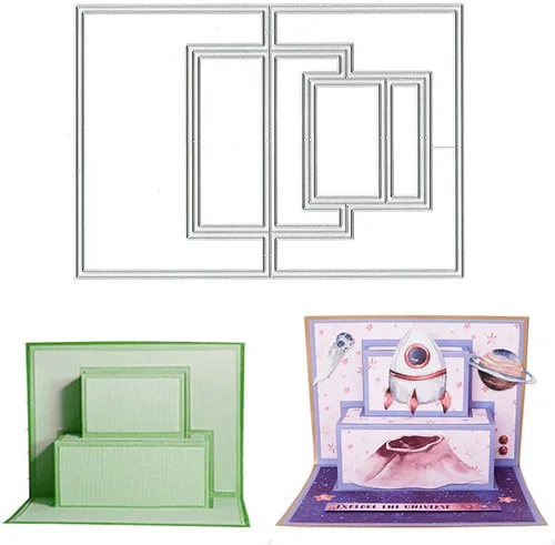 Vista 7 de Estivaux Troqueles con Forma de Tarjeta 3D para Hacer Tarjetas, Juegos de Troqueles de Corte de Tarjetas de Regalo de Forma Rectangular, Troqueles
