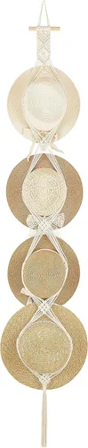 Vista 7 de Dahey - Perchero de sombreros de macramé para pared, organizador de sombreros de vaquero, exhibición colgante, tejido a mano, soporte para sombreros