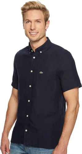 Vista 2 de Lacoste Camisa de manga corta con botones de lino y ajuste regular para hombre