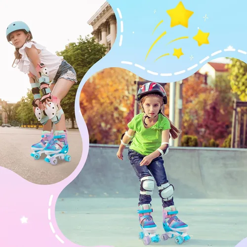 Vista 6 de Girls Roller Skates for Kids Boys, Adjustable Double Row Quad Skate with Light-Up Wheels, Gradient Star Design for Beginners Ages 3–12