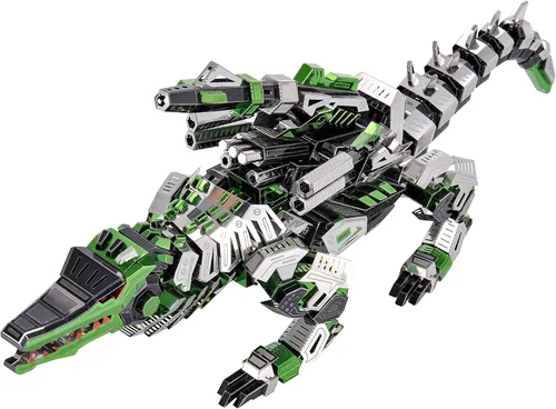 Vista 8 de Microworld Rompecabezas de metal 3D, The Marsh Gavial - Kit de construcción de modelo de cocodrilo mecánico, kit de construcción de animales