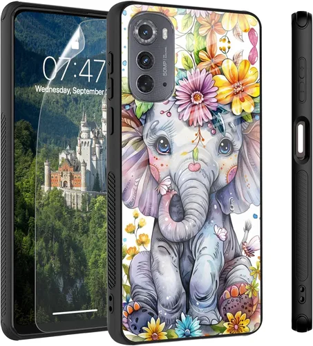 Vista 31 de Funda para Motorola Moto Edge 2022, cubierta trasera de vidrio templado con protector de pantalla, funda protectora a prueba de golpes para Motorola