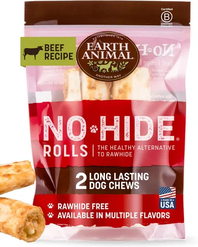 Vista 25 de Earth Animal Masticables sin ocultar – de The Grill Rolls Bacon Cheeseburger Sabor Rawhide Free Medium Dog Chews – 3