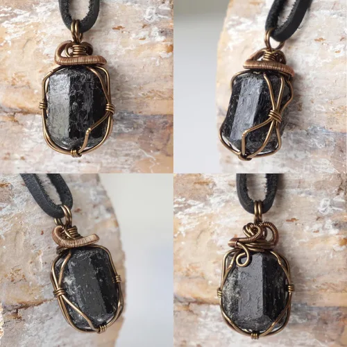 Vista 6 de Designs by Nature Gems Collar de cristal de piedra natal para hombre - Bronce antiguo