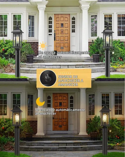 Vista 2 de FEMILA Luz de poste al aire libre del atardecer al amanecer, lámpara de poste impermeable, postes de lámpara exterior iluminación exterior
