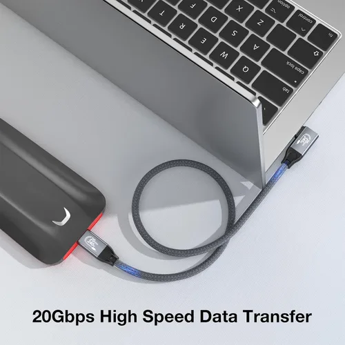 Vista 2 de QCEs Cable de monitor USB C en ángulo recto de 3.3 pies con salida de video a monitor portátil 8K USB C 3.2 Gen 2x2 Cable de video de 20 Gbps