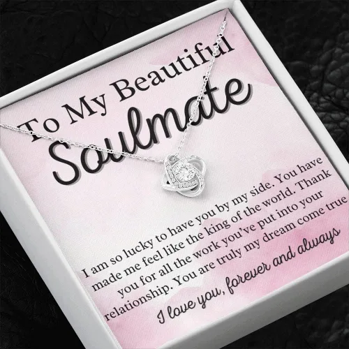 Vista 3 de to My Soulmate Love Knot Necklace - My Lovely Wife, Gifts for Girlfriend, Romantic Gifts for Her from Husband to Wife, Valentine's Day, for Wife WF6