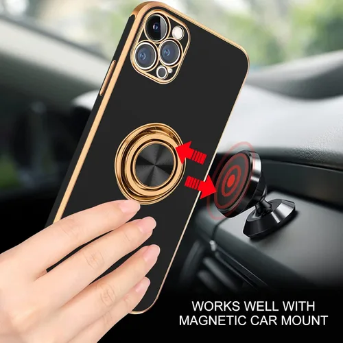 Vista 6 de BENTOBEN Funda para iPhone 12 Pro Max, iPhone 12 Pro Max con soporte de anillo de rotación atril flexible de TPU a prueba de golpes, protección