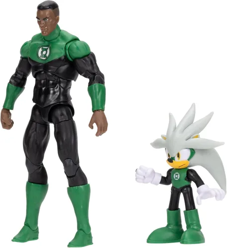 Vista 8 de DC X Sonic The Hedgehog Silver as Green Lantern & Green Lantern 2.5/5 pulgadas Figuras Multipack