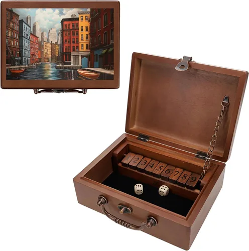 Vista 7 de WE Games Monograma grabado personalizado de madera para cerrar la caja - nogal teñido
