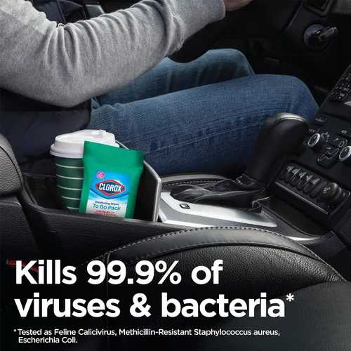 Vista 3 de Clorox Paquete económico de toallitas desinfectantes, paquete de viaje de 24 x 9 ct de aroma fresco y 3 toallitas de limón crujiente y aroma fresco