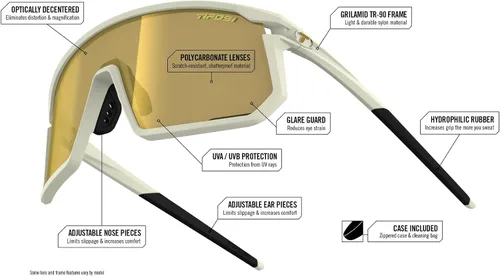 Vista 4 de Tifosi Moab Gafas de Ciclismo - Ideales para Ciclismo (Gravel, MTB y Carretera), Béisbol y Pickleball - Lente de Policarbonato Resistente a