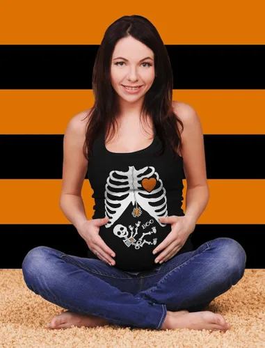 Vista 3 de Disfraces de maternidad para Halloween disfraz de esqueleto de bebé para mamá